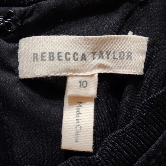 Rebecca Taylor Diamond Texture Fit Flare Dress Black Sz 10 - Picture 2 of 10